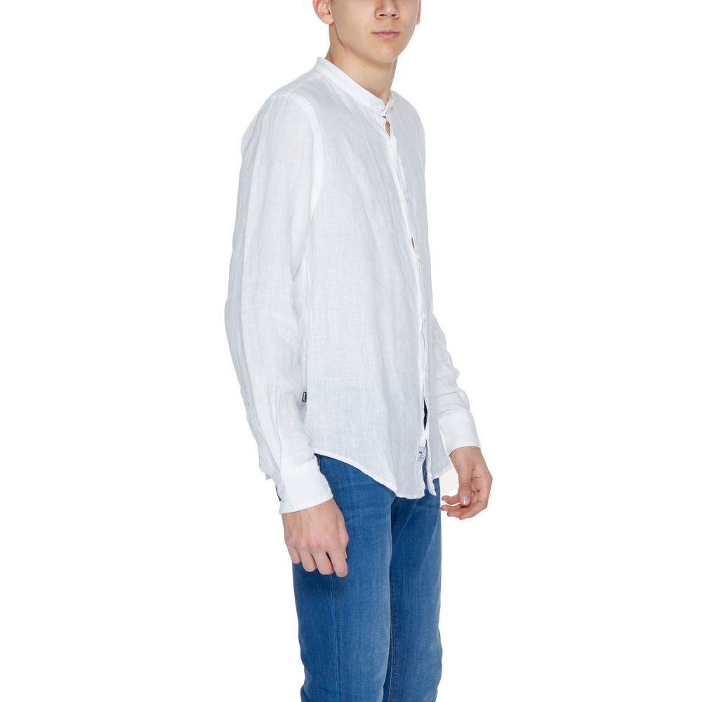 Blue and white linen shirt